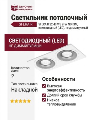 Светильник потолочный SFERA R 22.40 WS 2FW NO DIM