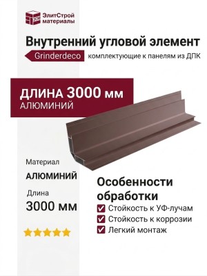 Внутренний угловой элемент, алюминиевый, коричневый.