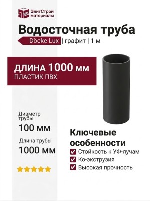 Водосточная труба Docke Lux, графитовая, 1 м