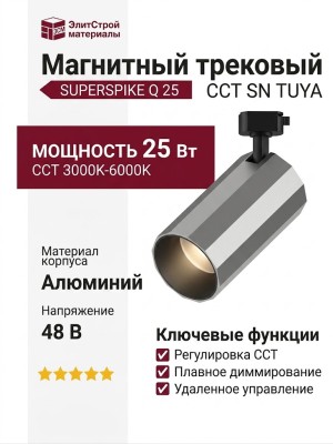 Магнитный трековый светильник SUPERSPIKE Q 25 CCT SN TUYA