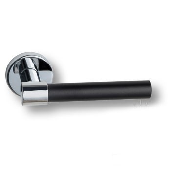 Дверная ручка на круглой розетке AXE HA186RO12 CR-CR/AL6, материал Замак, отделка Хром Черный, 153*52*67 мм