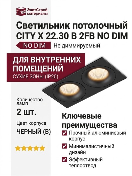 Светильник потолочный CITY X 22.30 B 2FB NO DIM