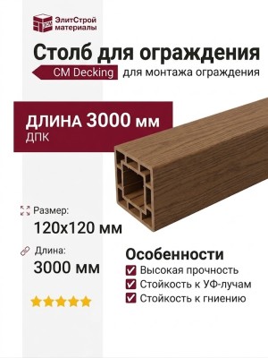 Столб для ограждения CM Decking 120x120 Тик