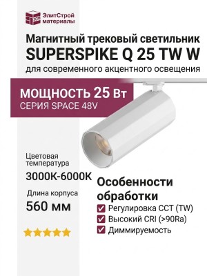 Магнитный трековый светильник SUPERSPIKE Q 25 TW W