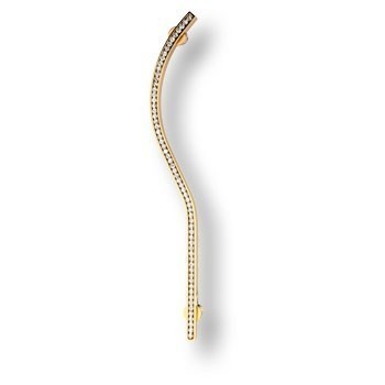 Ручка скоба (левая) 2573-030-160-LEFT, материал Латунь, отделка Золото Кристаллы Swarovski, 208*8*28 мм