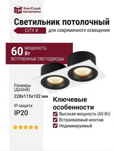 Светильник потолочный CITY X 22.30 B 2FW NO DIM