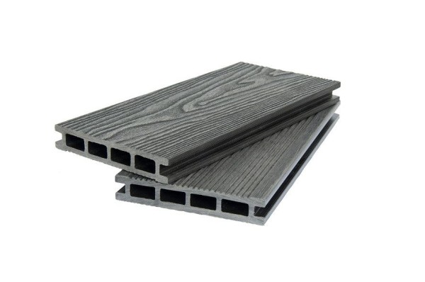 Террасная доска ДПК POLIVAN GROUP 3D+вельвет пустотелая с двухсторонней отделкой DENPASAR черного цвета.
