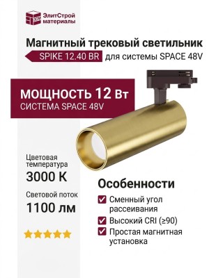 Магнитный трековый светильник SPIKE 12.40 BR