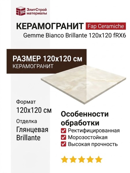 Fap Ceramiche Gemme Bianco Brillante 120x120 fRX6