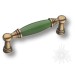Ручка скоба 1160-40-96-GREEN, материал Замак Керамика, цвет Зелёный, отделка Бронза Керамика, 35*18*114 мм