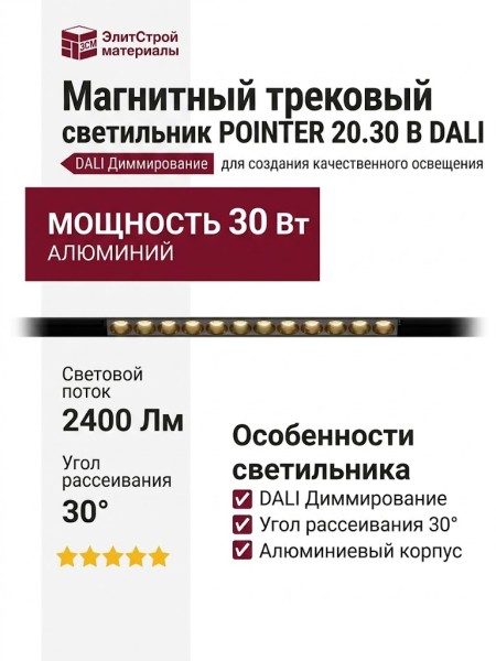 Магнитный трековый светильник POINTER 20.30 B DALI