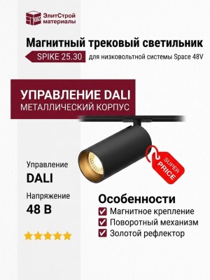 Магнитный трековый светильник SPIKE 25.30 B DALI