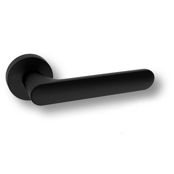 Дверная ручка на круглой розетке ELLIPSE HA193RO12 AL6, материал Замак, отделка Черный, 156*52*58 мм