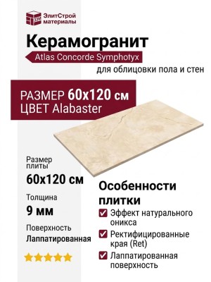 Atlas Concorde Symphonyx Alabaster Ret Lapp 60x120 610015000642