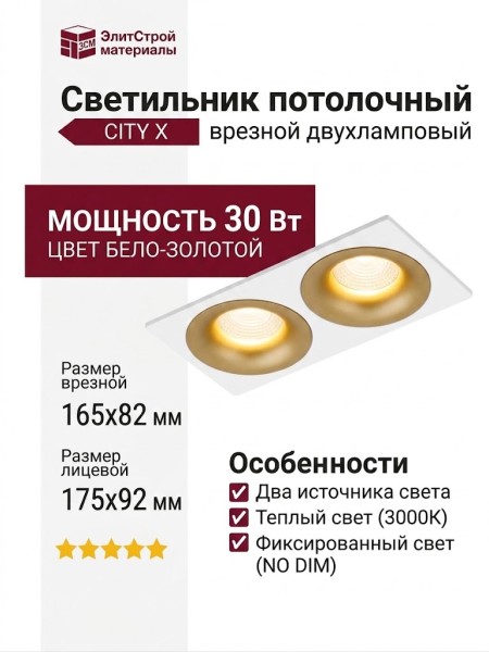 Светильник потолочный CITY X 22.30 G 2FW NO DIM