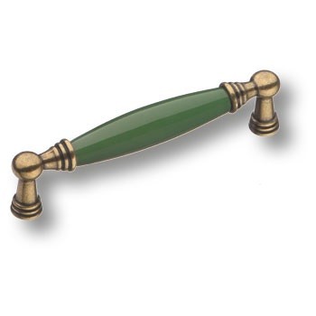 Ручка скоба 1160-40-128-GREEN, материал Замак Керамика, цвет Зелёный, отделка Бронза Керамика, 37*20*143 мм