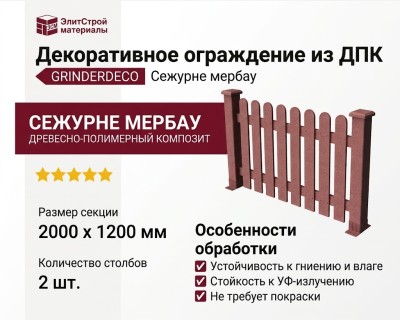 Декоративное ограждение из ДПК GRINDERDECO Сежурне мербау