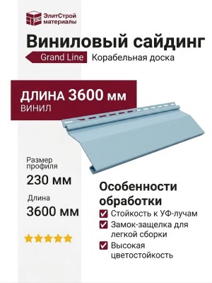 Сайдинг Grand Line, Корабельная доска (3.6м), Голубой