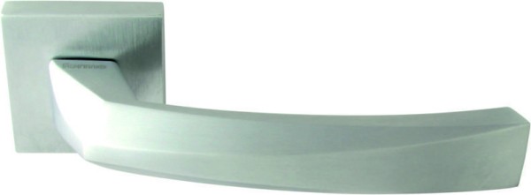 Дверная ручка на квадратной розетке "CRYSTAL" 268 МАТОВЫЙ ХРОМ, материал Замак, отделка Хром, 140*50*50 мм