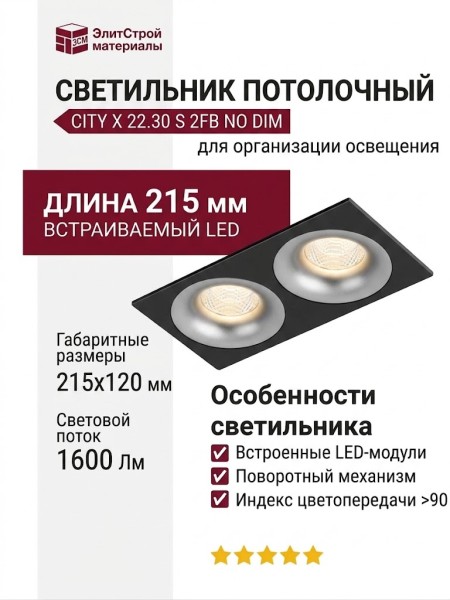 Светильник потолочный CITY X 22.30 S 2FB NO DIM