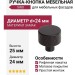 Ручка кнопка SIRO 2464-24PB12, материал Замак, цвет Чёрный, отделка Черный, 25*d=24 мм