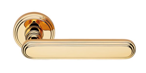 Дверная ручка на круглой розетке "CHIC" OZ 1670/004, материал Латунь, отделка Золото, 149*53 мм