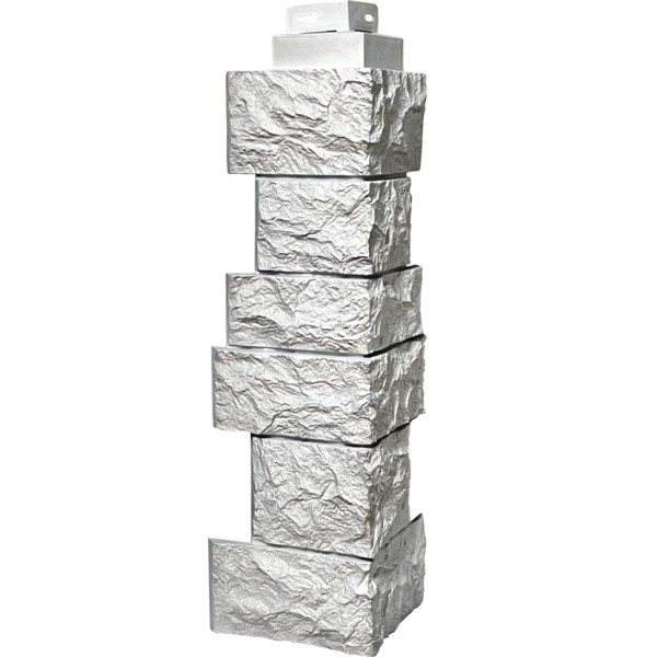 Наружный угол FineBer, Дикий камень, Мелованный белый.