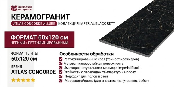 Atlas Concorde Allure Imperial Black Rett 60x120 610010001852