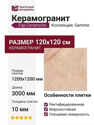 Fap Ceramiche Gemme Rosa Brillante 120x120 fRYA