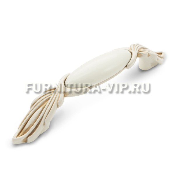 Ручка скоба WMN.97.01.00.096.V5, материал Замак Керамика, отделка Золотая патина Золото Керамика Слоновая кость, 141*20*30 мм