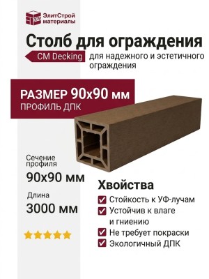 Столб для ограждения CM Decking 90х90 Тик
