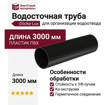 Труба водосточная 3м Docke Lux, Карбон