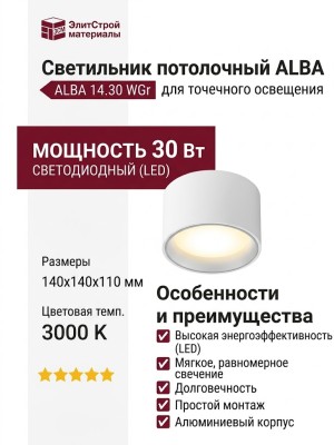 Светильник потолочный ALBA 14.30 WGr