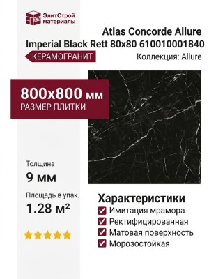 Atlas Concorde Allure Imperial Black Rett 80x80 610010001840