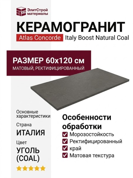 Atlas Concorde Italy Boost Natural Coal 60x120 A65U