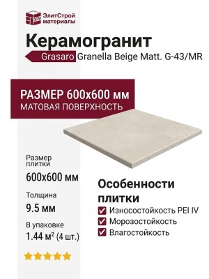 Grasaro Granella Beige Matt. 60x60 G-43/MR/600x600
