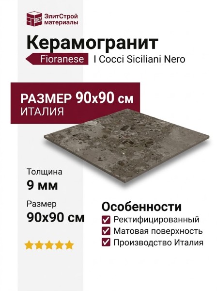 Fioranese I Cocci Siciliani Nero 90x90 0SC907R