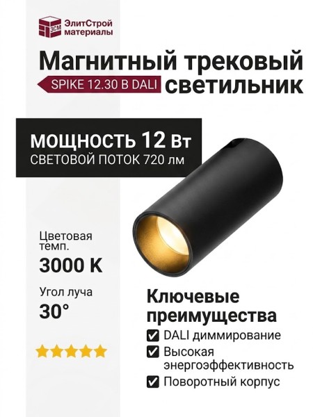 Магнитный трековый светильник SPIKE 12.30 B DALI