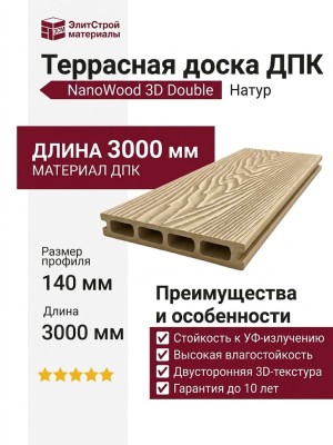 Террасная доска ДПК NanoWood 3D Double Натур