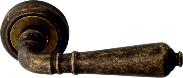 Дверная ручка на круглой розетке "ANTIK" 130V DAB, материал Латунь, отделка Бронза, 130*50 мм