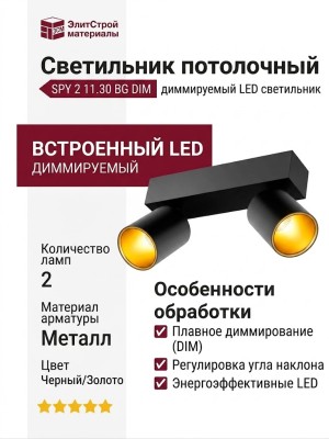 Светильник потолочный SPY 2 11.30 BG DIM