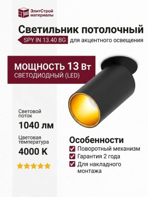 Светильник потолочный SPY IN 13.40 BG