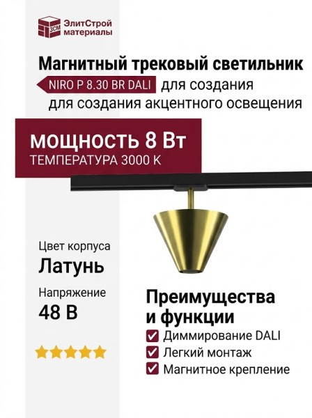 Магнитный трековый светильник NIRO P 8.30 BR DALI