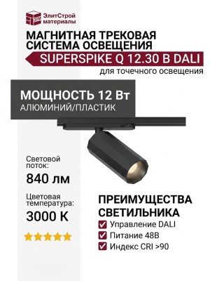 Магнитный трековый светильник SUPERSPIKE Q 12.30 B DALI