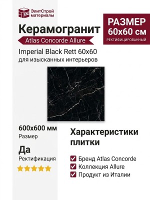 Atlas Concorde Allure Imperial Black Rett 60x60 610010001963