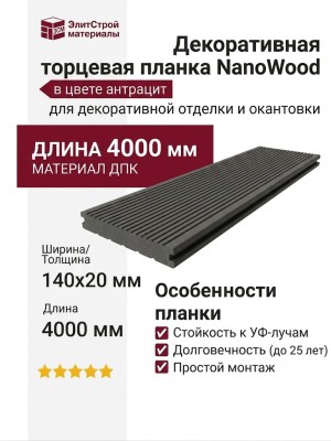 Декоративная торцевая планка NanoWood в цвете антрацит
