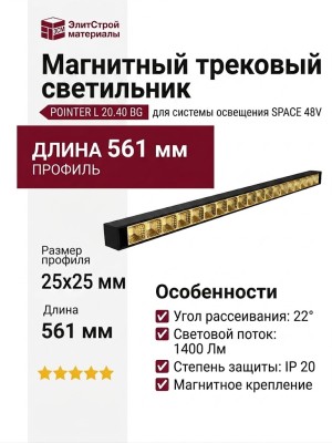 Магнитный трековый светильник POINTER L 20.40 BG
