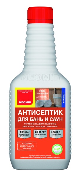 NEOMID 200 защита древесины для бань и саун 0,5л