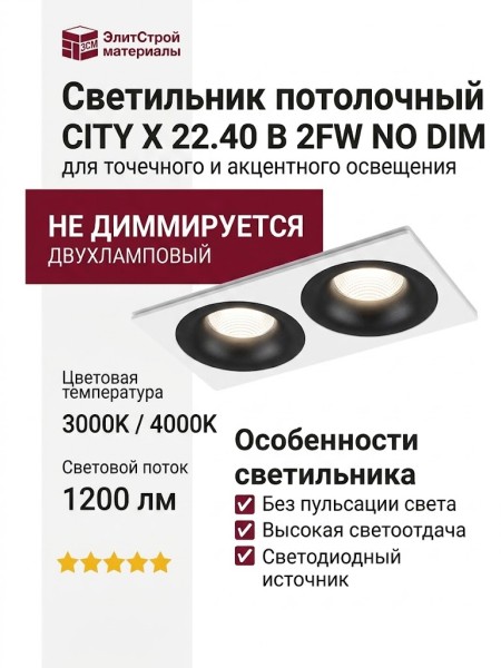 Светильник потолочный CITY X 22.40 B 2FW NO DIM
