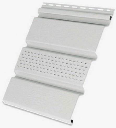 Софит белого цвета с центральными отверстиями.